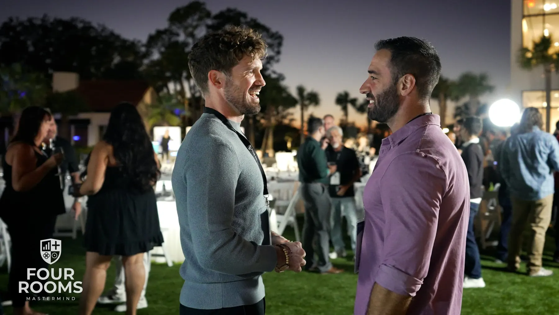 Evening networking on the lawn