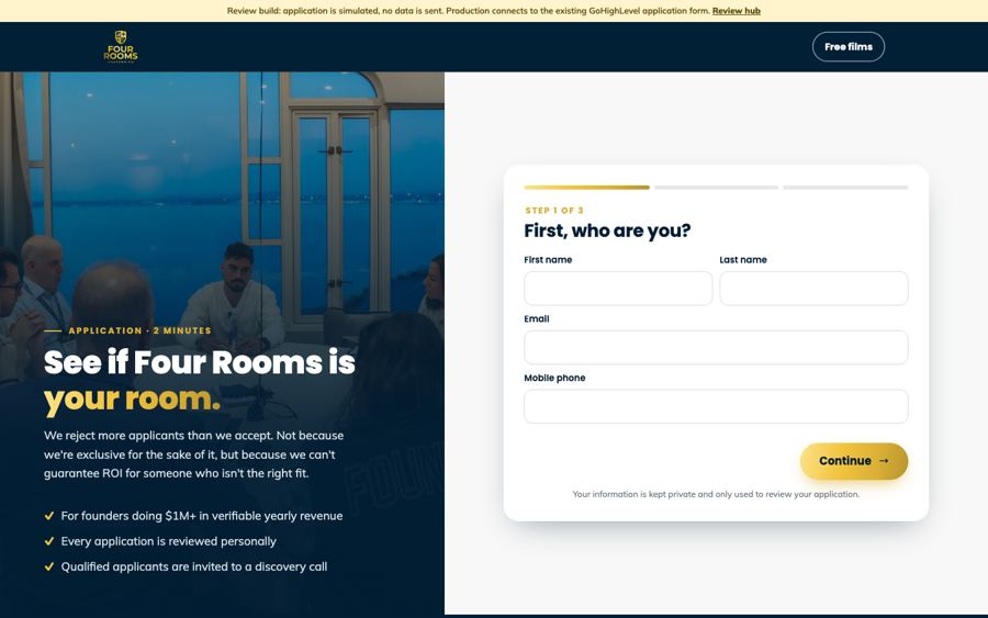 Apply page