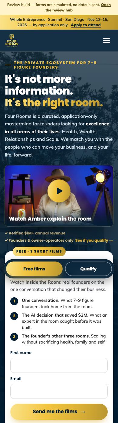New mobile homepage
